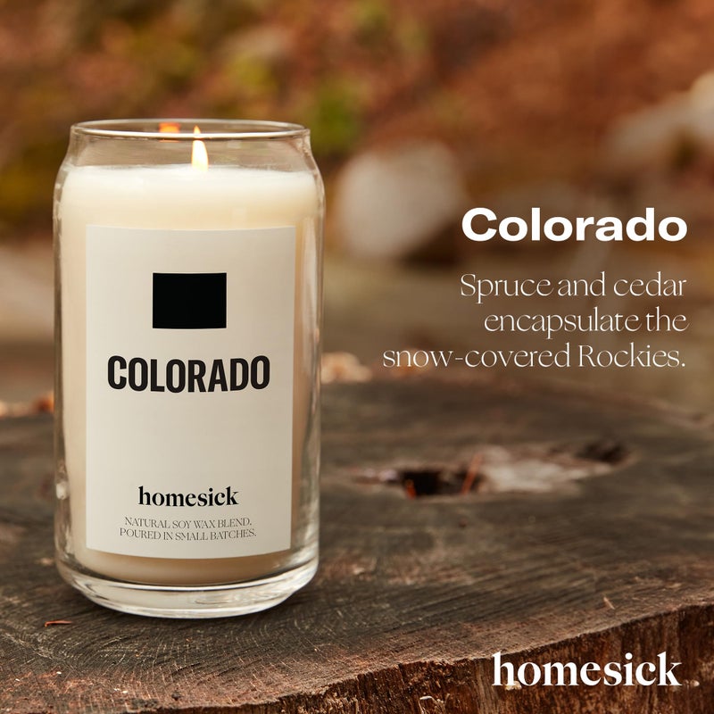 Homesick Scented Candles for Home (Colorado) - 13.75 oz Long-Lasting Soy Wax Jar Candle for Women & Men for All Occasions, 60-80 Hours Burn Time - Notes of Spruce Needles & Cinnamon - Image 3